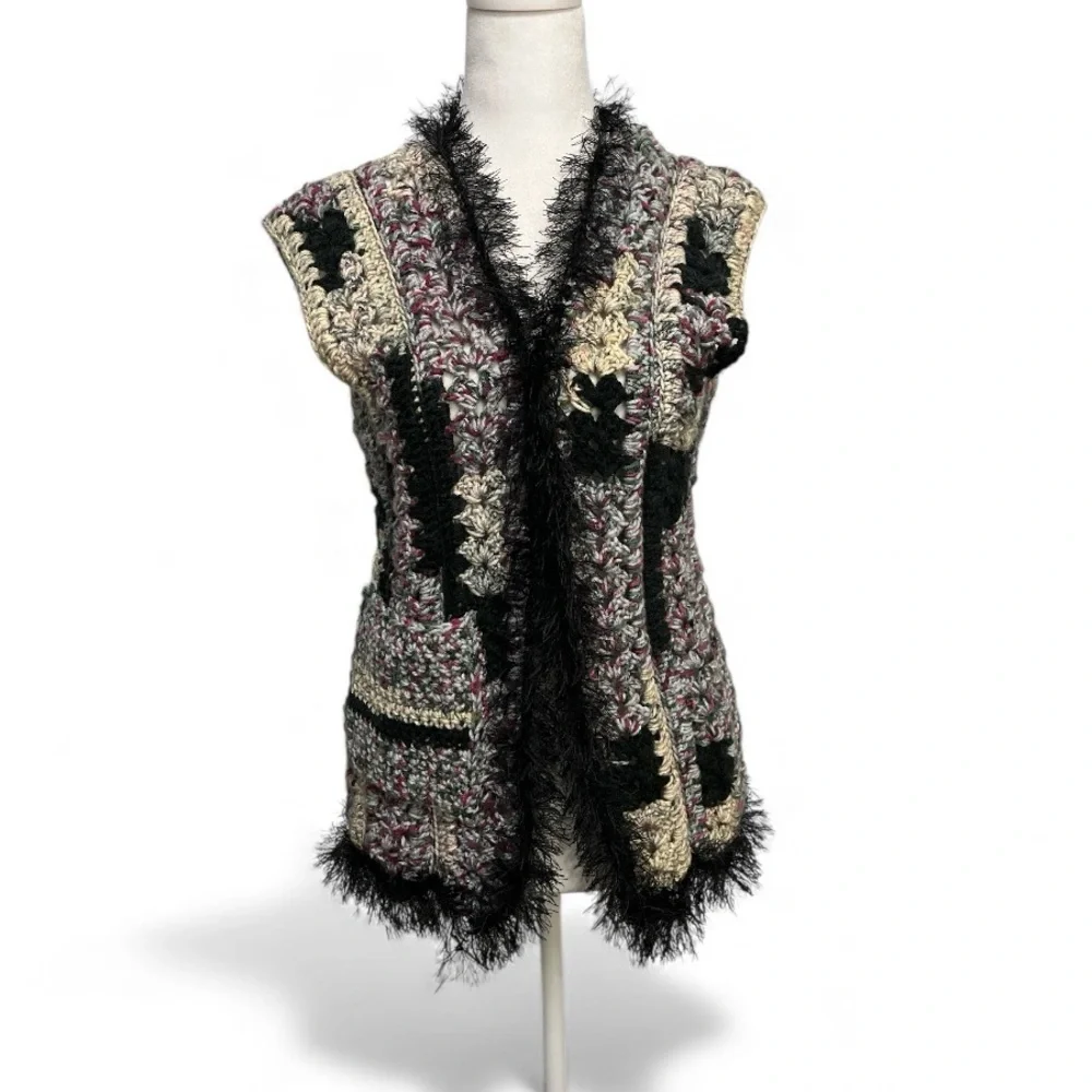 Y2K 90 Vintage Acrylic Crochet Sweater Vest
